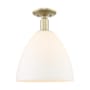 Innovations Lighting Bristol 12" Wide Semi-Flush Ceiling Fixture Antique Brass / Matte White