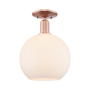 Innovations Lighting Athens 10" Wide Semi-Flush Globe Ceiling Fixture Antique Copper / Matte White