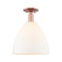 Innovations Lighting Bristol 12" Wide Semi-Flush Ceiling Fixture Antique Copper / Matte White