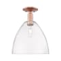 Innovations Lighting Bristol 12" Wide Semi-Flush Ceiling Fixture Antique Copper / Clear