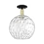 Innovations Lighting Athens Water Glass 12" Wide Semi-Flush Globe Ceiling Fixture Black Antique Brass / Clear Water Glass