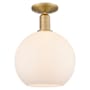 Innovations Lighting Athens 10" Wide Semi-Flush Globe Ceiling Fixture Brushed Brass / Matte White