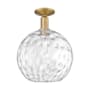 Innovations Lighting Athens Water Glass 12" Wide Semi-Flush Globe Ceiling Fixture Brushed Brass / Clear Water Glass