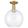 Innovations Lighting Athens 10" Wide Semi-Flush Globe Ceiling Fixture Brushed Brass / Clear