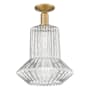 Innovations Lighting Springwater 12" Wide Semi-Flush Ceiling Fixture Brushed Brass / Clear Fluted