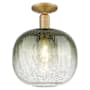 Innovations Lighting Brookhaven Sphere 10" Wide Semi-Flush Ceiling Fixture with Slate Glass Shade Brushed Brass
