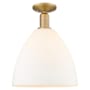 Innovations Lighting Bristol 12" Wide Semi-Flush Ceiling Fixture Brushed Brass / Matte White
