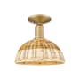 Innovations Lighting Natural Ballston Dome 9" Wide Semi-flush Ceiling Fixture Brushed Brass / Natural