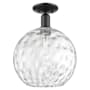 Innovations Lighting Athens Water Glass 12" Wide Semi-Flush Globe Ceiling Fixture Matte Black / Clear Water Glass