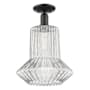 Innovations Lighting Springwater 12" Wide Semi-Flush Ceiling Fixture Matte Black / Clear Fluted