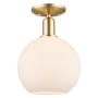 Innovations Lighting Athens 10" Wide Semi-Flush Globe Ceiling Fixture Champagne Bronze / Matte White