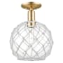 Innovations Lighting Farmhouse Rope 10" Wide Semi-Flush Globe Ceiling Fixture Champagne Bronze / Clear Glass with White Rope