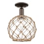 Innovations Lighting Farmhouse Rope 10" Wide Semi-Flush Globe Ceiling Fixture Oil Rubbed Bronze / Clear Glass with Brown Rope