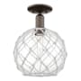 Innovations Lighting Farmhouse Rope 10" Wide Semi-Flush Globe Ceiling Fixture Oil Rubbed Bronze / Clear Glass with White Rope