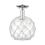 Innovations Lighting Farmhouse Rope 10" Wide Semi-Flush Globe Ceiling Fixture Polished Chrome / Clear Glass with White Rope