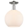 Innovations Lighting Athens 10" Wide Semi-Flush Globe Ceiling Fixture Polished Nickel / Matte White