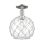 Innovations Lighting Farmhouse Rope 10" Wide Semi-Flush Globe Ceiling Fixture Polished Nickel / Clear Glass with White Rope