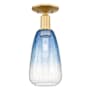 Innovations Lighting Brookhaven Almond 6" Wide Semi-Flush Ceiling Fixture Satin Gold / Sapphire Blue