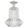 Innovations Lighting Springwater 12" Wide Semi-Flush Ceiling Fixture Brushed Satin Nickel / Clear Fluted
