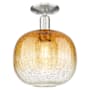 Innovations Lighting Brookhaven Sphere 10" Wide Semi-Flush Ceiling Fixture with Hand-Blown Amber Glass Shade Brushed Satin Nickel