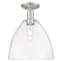 Innovations Lighting Bristol 12" Wide Semi-Flush Ceiling Fixture Brushed Satin Nickel / Clear
