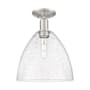 Innovations Lighting Bristol 12" Wide Semi-Flush Ceiling Fixture Brushed Satin Nickel / Seedy
