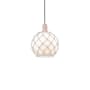Innovations Lighting Farmhouse Rope 10" Wide Mini Pendant Antique Copper / White Glass with White Rope