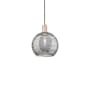 Innovations Lighting Athens Deco Swirl 10" Wide Mini Pendant Antique Copper / Light Smoke Deco Swirl