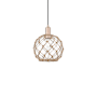 Innovations Lighting Farmhouse Rope 10" Wide Mini Pendant Antique Copper / Clear Glass with Brown Rope
