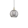 Innovations Lighting Athens Deco Swirl 10" Wide Mini Pendant Black Antique Brass / Light Smoke Deco Swirl