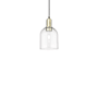 Innovations Lighting Bella 6" Wide Mini Pendant Black Antique Brass / Clear
