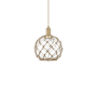 Innovations Lighting Farmhouse Rope 10" Wide Mini Pendant Brushed Brass / Clear Glass with Brown Rope