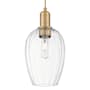 Innovations Lighting Preston 6" Wide Cord Hung Mini Pendant with Clear, Ribbed Glass Shade Brushed Brass