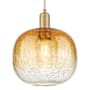 Innovations Lighting Brookhaven Sphere 10" Wide Cord Hung Mini Pendant with Hand-Blown Amber Glass Shade Brushed Brass