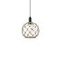 Innovations Lighting Farmhouse Rope 10" Wide Mini Pendant Matte Black / Clear Glass with Brown Rope