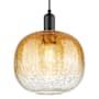 Innovations Lighting Brookhaven Sphere 10" Wide Cord Hung Mini Pendant with Hand-Blown Amber Glass Shade Matte Black