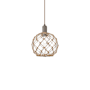 Innovations Lighting Farmhouse Rope 10" Wide Mini Pendant Oil Rubbed Bronze / Clear Glass with Brown Rope