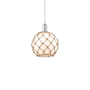 Innovations Lighting Farmhouse Rope 10" Wide Mini Pendant Polished Chrome / White Glass with Brown Rope