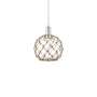 Innovations Lighting Farmhouse Rope 10" Wide Mini Pendant Polished Chrome / Clear Glass with Brown Rope