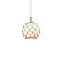 Innovations Lighting Farmhouse Rope 10" Wide Mini Pendant Polished Nickel / White Glass with Brown Rope