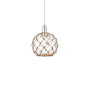 Innovations Lighting Farmhouse Rope 10" Wide Mini Pendant Brushed Satin Nickel / Clear Glass with Brown Rope