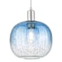 Innovations Lighting Brookhaven Sphere 10" Wide Cord Hung Mini Pendant with Sapphire Blue Glass Shade Brushed Satin Nickel