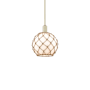 Innovations Lighting Farmhouse Rope 10" Wide Mini Pendant Antique Brass / White Glass with Brown Rope
