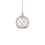 Innovations Lighting Farmhouse Rope 10" Wide Mini Pendant Antique Copper / Clear Glass with Brown Rope