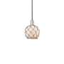Innovations Lighting Farmhouse Rope 8" Wide Mini Pendant Black Antique Brass / White Glass with Brown Rope