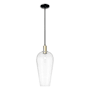 Innovations Lighting Chelsea 8" Wide Mini Pendant Black Antique Brass / Clear Deco Swirl