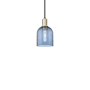 Innovations Lighting Bella 6" Wide Mini Pendant Black Antique Brass / Blue