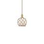 Innovations Lighting Farmhouse Rope 8" Wide Mini Pendant Brushed Brass / White Glass with Brown Rope