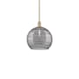 Innovations Lighting Athens Deco Swirl 14" Wide Pendant Brushed Brass / Light Smoke Deco Swirl