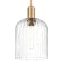Innovations Lighting Bridal Veil 8" Wide Mini Pendant with Clear, Ribbed Glass Shade Brushed Brass